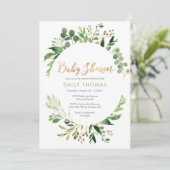 Invitation Baby shower vert - neutre pour les femm (Debout devant)