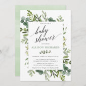 Invitation Baby shower vert neutre pour les femmes (Devant / Derrière)