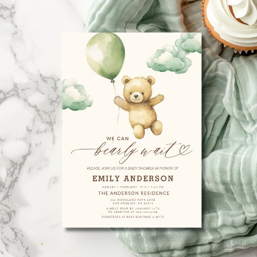 Invitation Baby shower vert neutre pour les femmes en attente