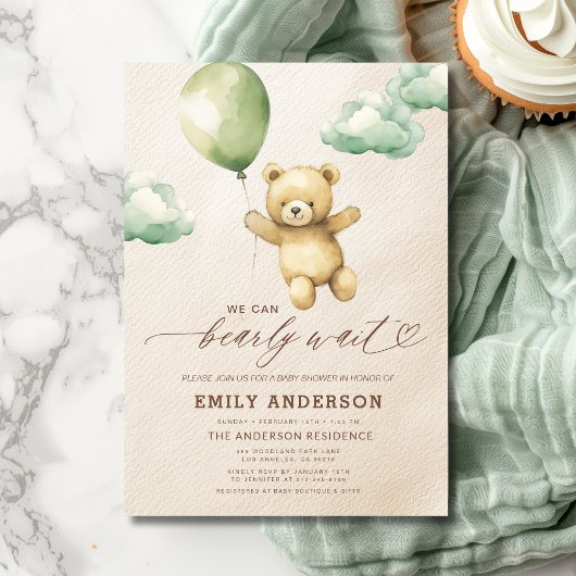 Invitation Baby shower vert neutre pour les femmes en attente