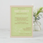 Invitation Baby shower vert nid d'oiseaux (Debout devant)