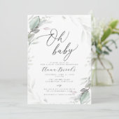 Invitation Baby shower vert Oh Baby Chic (Debout devant)