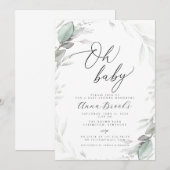 Invitation Baby shower vert Oh Baby Chic (Devant / Derrière)