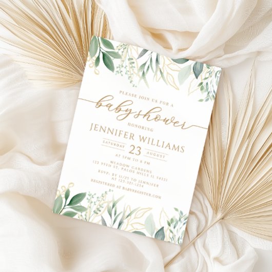 Invitation Baby shower vert or Eucalyptus