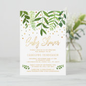 Invitation Baby shower Vert & Or Simply Chic (Debout devant)