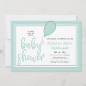 Invitation Baby shower vert Pastel neutre genre Code QR (Devant)