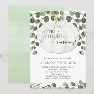 Invitation Baby shower vert petit citrouille neutre pour les 