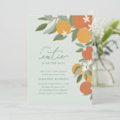 Invitation Baby shower Vert Petite Cutie Citrus Oranges (Debout devant)