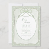 Invitation Baby Shower Vert Rustique Vintage (Devant)