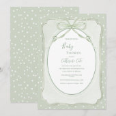 Invitation Baby Shower Vert Rustique Vintage (Devant / Derrière)