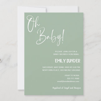 Invitation Baby shower vert Sage