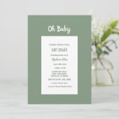 Invitation Baby shower Vert Sage Élégant Simple Garçon Fille (Debout devant)