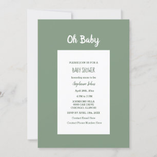 Invitation Baby shower Vert Sage Élégant Simple Garçon Fille