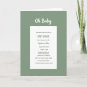 Invitation Baby shower Vert Sage Élégant Simple Garçon Fille (Devant)
