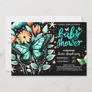 Invitation Baby shower vert Sage enchanté