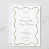 Invitation Baby shower vert Sage moderne (Devant)