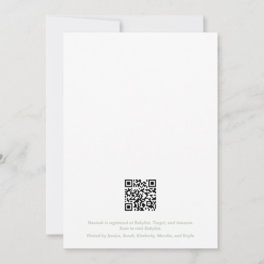 Invitation Baby shower vert Sage moderne (Dos)