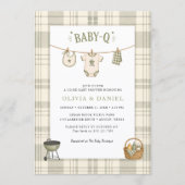 Invitation Baby Shower Vert Sauge Gingham BBQ Rustique (Devant)
