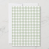 Invitation Baby Shower Vert Sauge Gingham Pêche (Dos)