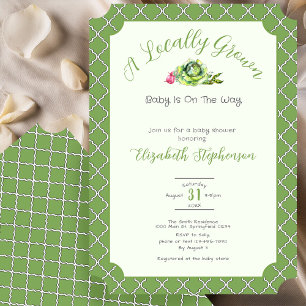 Invitation Baby Shower Vert Sauge Produits Locaux