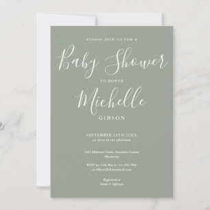 Invitation Baby Shower Vert Sauge Unisexe