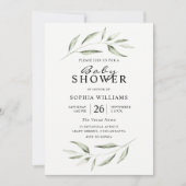 Invitation Baby shower vert simple et moderne (Devant)