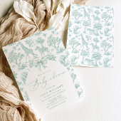 Invitation Baby shower vert Toile de Jouy Safari