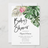 Invitation Baby shower vert tropical moderne (Devant)