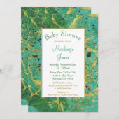 Invitation Baby shower vert Turquoise or neutre (Devant / Derrière)