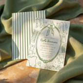 Invitation Baby shower Vert Whimsical Toile De Jouy