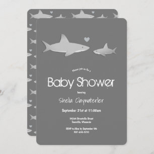 Invitation Baby shower vertical gris-dur mou