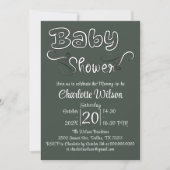 Invitation Baby-Shower Vertical Moderne Vert Foncé (Devant)