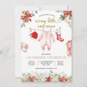 Invitation Baby shower Vêtements pour bébés roses d'hiver (Devant)