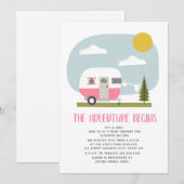 Invitation Baby shower Vêtements pour Camper Rose Adventure (Devant / Derrière)