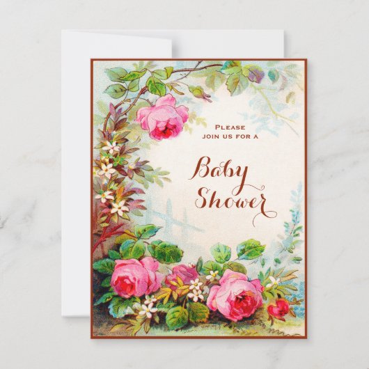 Invitation Baby shower Victorian Rose Cottage Garden (Devant)