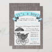 Invitation Baby shower victorien vintage (Devant / Derrière)