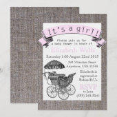 Invitation Baby shower victorien vintage (Devant / Derrière)