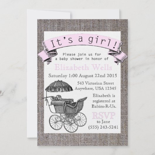 Invitation Baby shower victorien vintage (Devant)