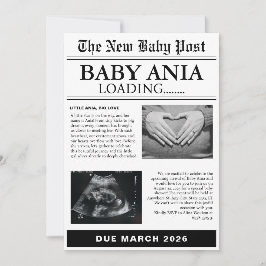 Invitation baby shower vintage (Devant)