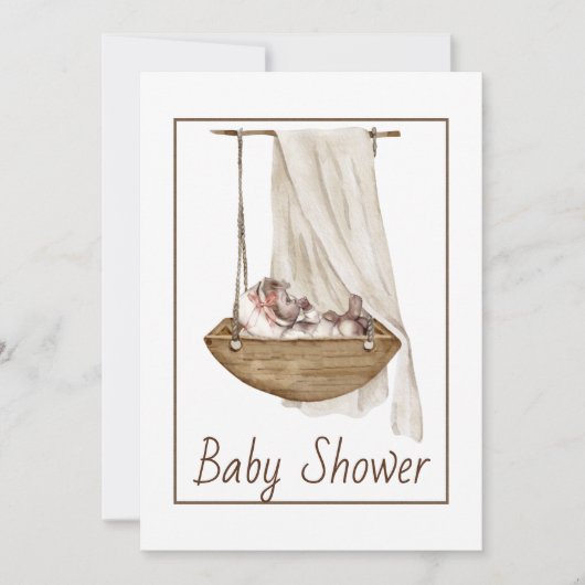 Invitation Baby shower vintage (Devant)