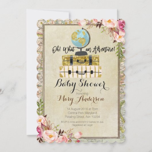 Invitation Baby shower Vintage (Devant)