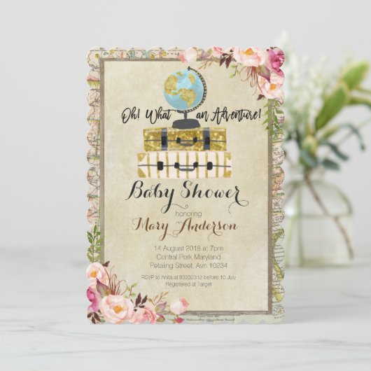Invitation Baby shower Vintage (Debout devant)