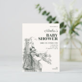 Invitation Baby shower vintage (Debout devant)
