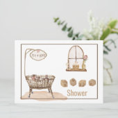Invitation Baby shower vintage (Debout devant)