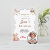 Invitation Baby shower vintage (Debout devant)