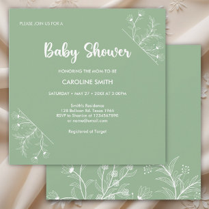 Invitation Baby shower Vintage à la menthe verte