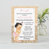 Invitation Baby shower vintage Baby Burlap (Debout devant)