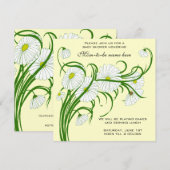 Invitation Baby shower vintage blanc Gerber Daisy Flowers (Devant / Derrière)