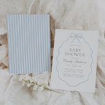 Invitation Baby shower vintage Blue Bow Boy<br><div class="desc">Fêtez l'arrivée d'un petit avec cette élégante invitation à baby shower à thème arc.</div>