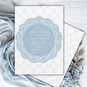Invitation Baby shower Vintage Blue Lace